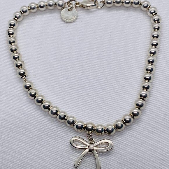Tiffany & Co MiniBow Bead Bracelet Medium Sterling Silver 925 6.75